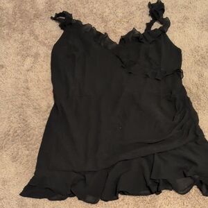 Black Ruffled Sleeveless Dress